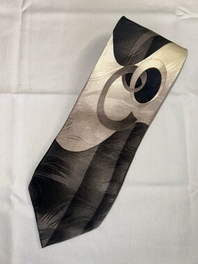 Abstract Swirl Black, Silver & Gold Men's Tie